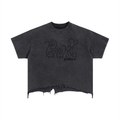 Distressed,Ripped,Tee,Cross Hatch