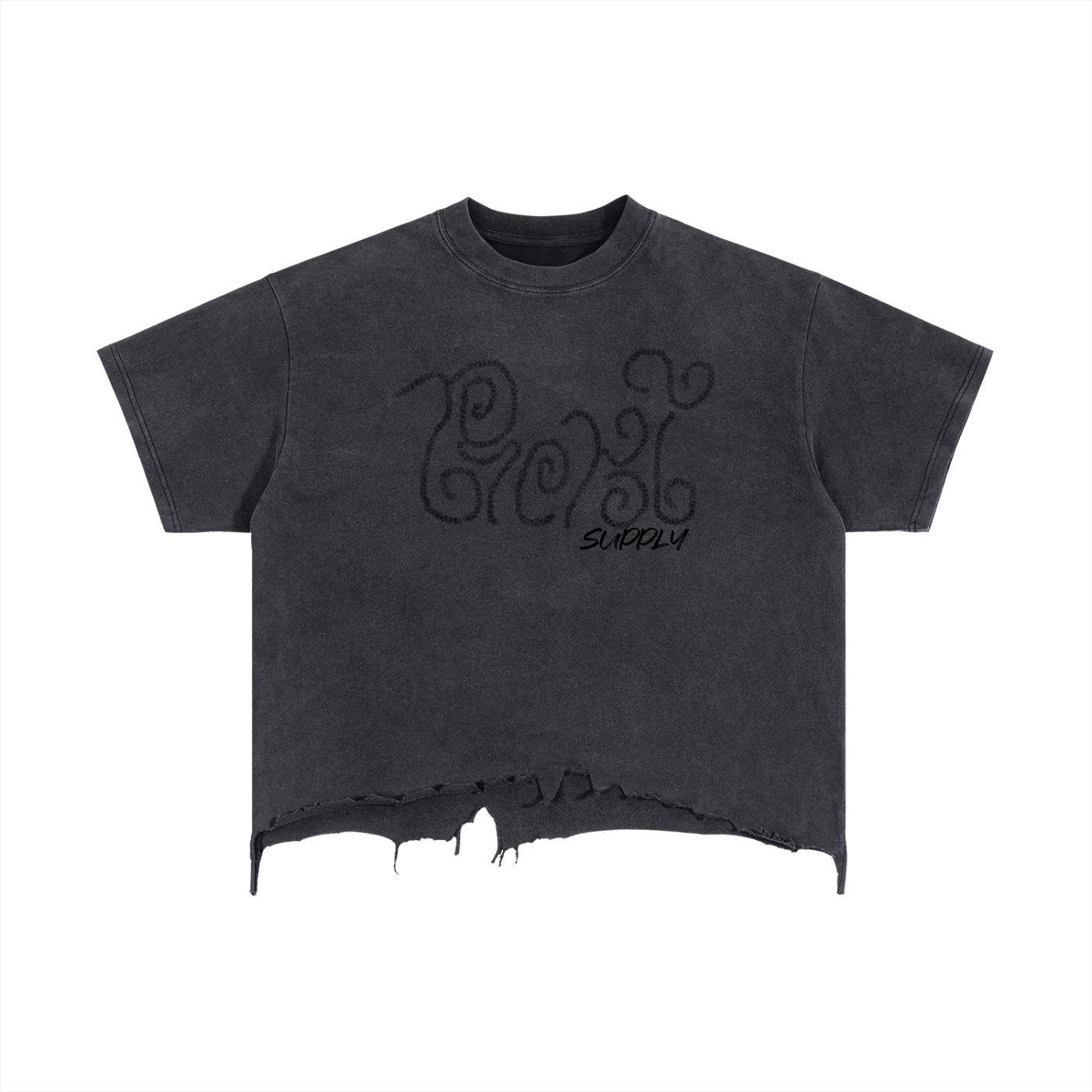 Distressed,Ripped,Tee,Cross Hatch